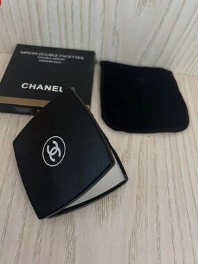 CHANEL Black Compact Double-Faced Logo Mirror Authentic 
New in Box!